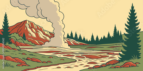 Lassen volcanic fumarole steam retro