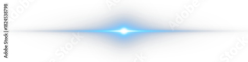 Bright blue light flare with glowing horizontal beam and smooth radiant halo forming sleek abstract highlight
