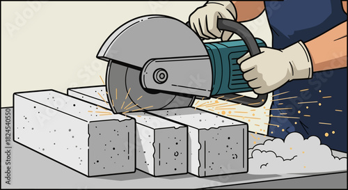 Illustration of a screening plant separating materials into piles.