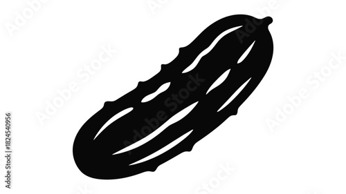 Simple black silhouette of a fresh cucumber