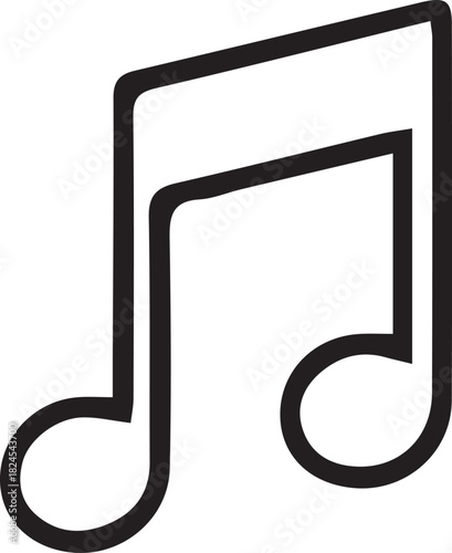 Simple black and white musical note icon representing sound and melody