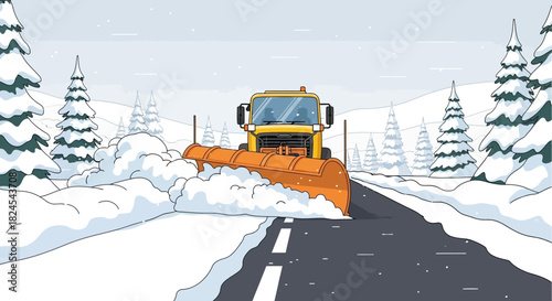 Illustration of a screening plant separating materials into piles.