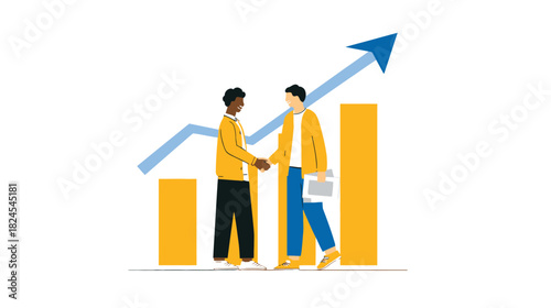 Professional business handshake vector illustration symbolizing successful partnership, agreement, financial growth, and collaboration.
