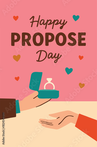 Propose Day Romantic Poster – Couple Illustration, Flower Wreath, Love, marry me