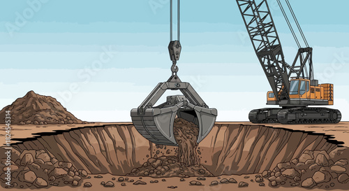 Street sweeper truck cleaning asphalt road with rotating brushes.