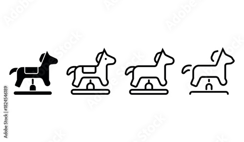 Minimalist line and fill  Style rocking horse toy icon.vector illustration.
