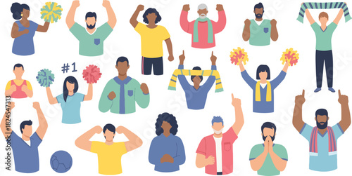 Diverse Group of People Celebrating with Cheerful Expressions and Accessories in Bright Colors