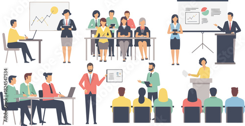 Business Meeting Presentation in Modern Conference Room with Diverse Professionals