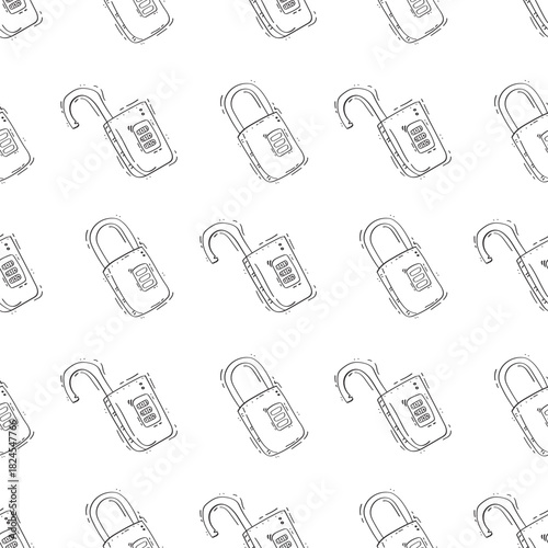 padlock pattern. padlock seamless pattern. doodle padlock background