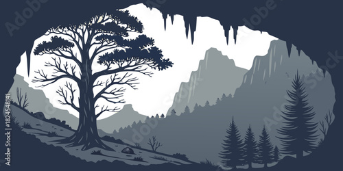 Carlsbad Caverns underground cave silhouette