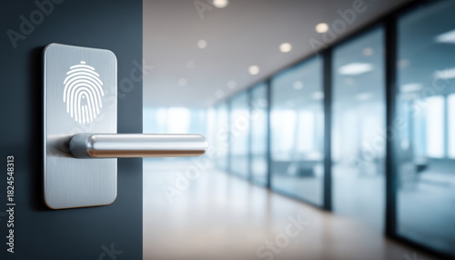 Smart office door handle with fingerprint access and modern security design