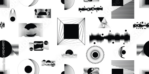 Vector linear shapes seamless pattern- Endless pattern for wallpapers, wrapping and packaging. Repeatable pattern with various creative design elements .