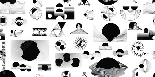 Vector linear shapes seamless pattern- Endless pattern for wallpapers, wrapping and packaging. Repeatable pattern with various creative design elements .