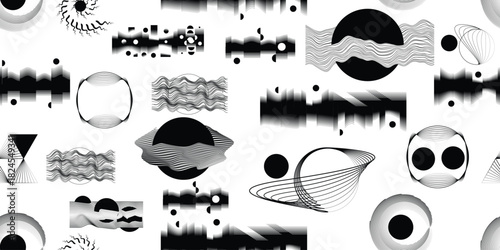 Vector linear shapes seamless pattern- Endless pattern for wallpapers, wrapping and packaging. Repeatable pattern with various creative design elements .