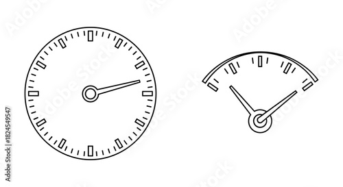 Minimalist gauge and speedometer icons in linear style