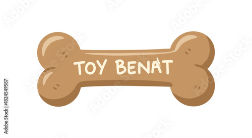 Cartoon dog bone with customizable text on white background
