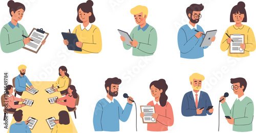 Group of Diverse People Using Digital Devices in Meeting or Presentation