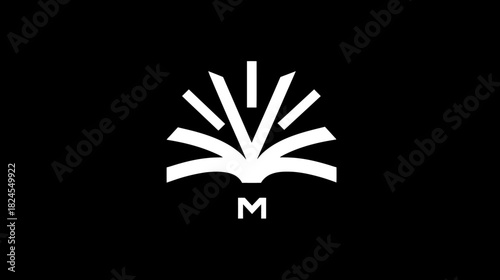 Open book with radiating light rays, symbolizing knowledge, education, learning, wisdom, and inspiration, on a black background.