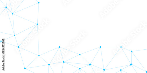 Abstract digital network with interconnected blue nodes and lines on a clean white surface. . futuristic connection technology background with dots and lines for desktop. . futuristic connection techn