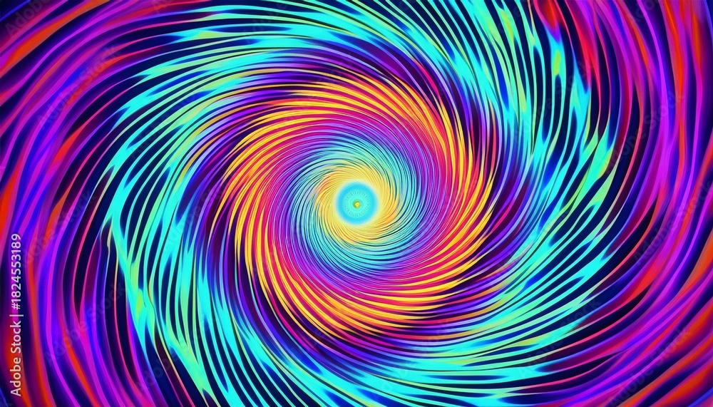 Fototapeta premium optical motion illusion background with vibrant neon tones and hallucinogenic patterns