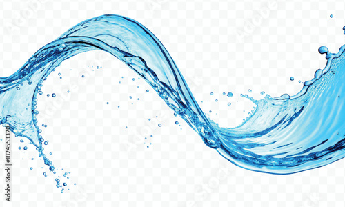 dynamic smooth liquid fresh water splash in different color and curve style isolated on white background 