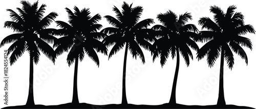 Silhouette of palm trees against a white background depicting tropical paradise