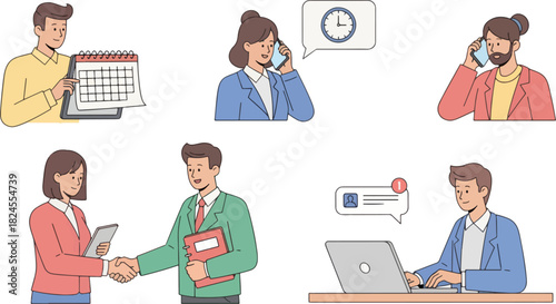 Business People Communicating and Working in Office Setting