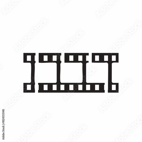 Black silhouette of a classic three frame film strip.