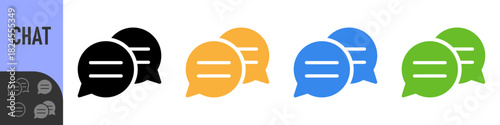 Message Chat speech bubble icon set in different styles, colorful set of vector icons styles representing online messaging, conversation, chat, dialogue, communication, FAQ, and support. for app UI