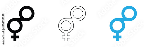 WebEmpowering Bisexual Pride with Gender Symbols in Classic Black, Line Art, and Vibrant Blue for Inclusive Design Projects