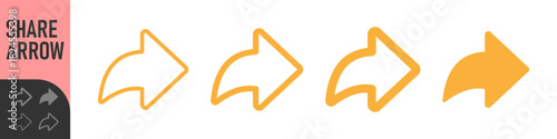 Share arrow icon. Reply, send, forward icons. Editable stroke, outline, and solid icons. For social media, sharing, sending and app interfaces. Colorful set of vector icons
