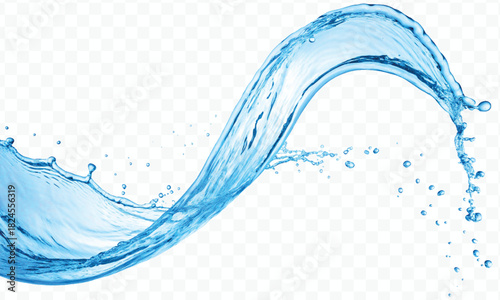 dynamic smooth liquid fresh water splash in different color and curve style isolated on white background 