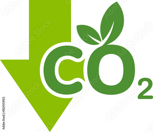 Carbon Dioxide $\text{CO}_2$ Reduction Green Icon