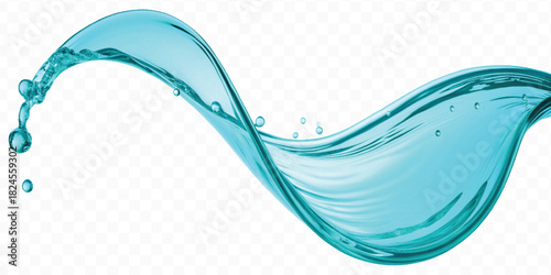 dynamic smooth liquid fresh water splash in different color and curve style isolated on white background 