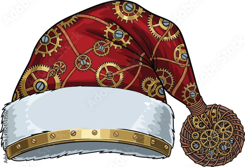 Steampunk santa hat with gears and cogs for a unique christmas