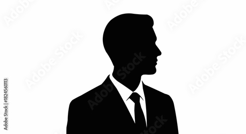 Side view silhouette of a professional businessman in a suit.
