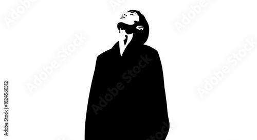 Dramatic Silhouette of a Person Looking Upwards.