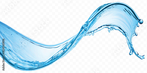 dynamic smooth liquid fresh water splash in different color and curve style isolated on white background 