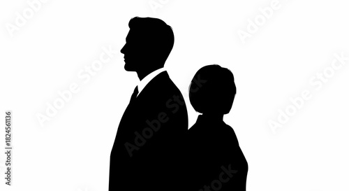 Silhouette of a man and woman standing back to back, representing relationship dynamics.