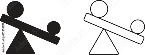 Leverage Icon Set - Tilted Seesaw Representing Financial, Mechanical, or Business Advantage Vector