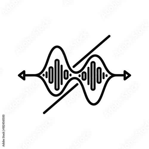 Audio signal waveform with noise cancellation or interference concept, illustrating digital sound processing