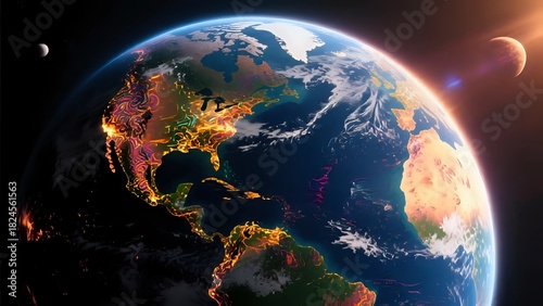 Wallpaper Mural Vibrant Alien Planet Landscape with Rings and Colorful Cosmic Skies Torontodigital.ca