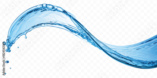 dynamic smooth liquid fresh water splash in different color and curve style isolated on white background 