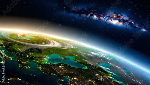 Wallpaper Mural Vibrant Alien Planet Landscape with Rings and Colorful Cosmic Skies Torontodigital.ca