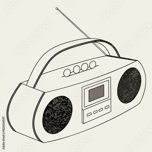 Portable boombox with antenna and digital display portable radio cassette player