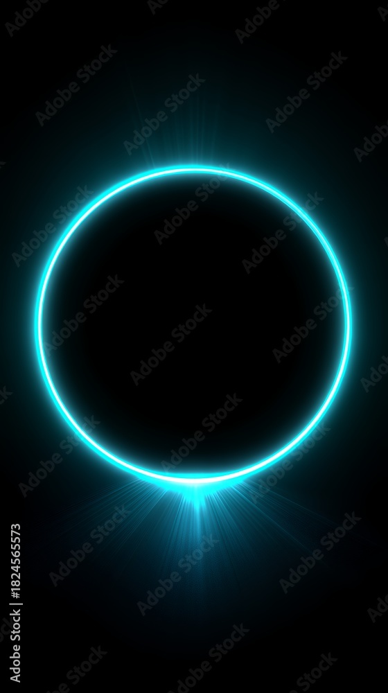 Obraz premium glowing cyan circle on a dark background
