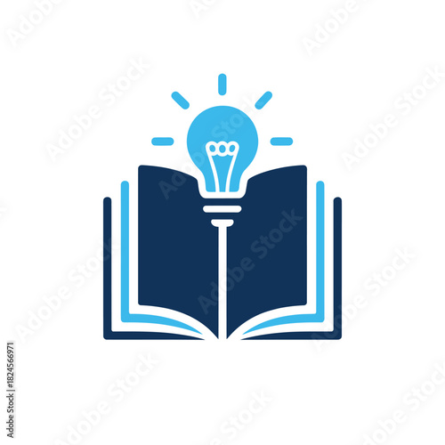 Book with light bulb icon representing knowledge and ideas