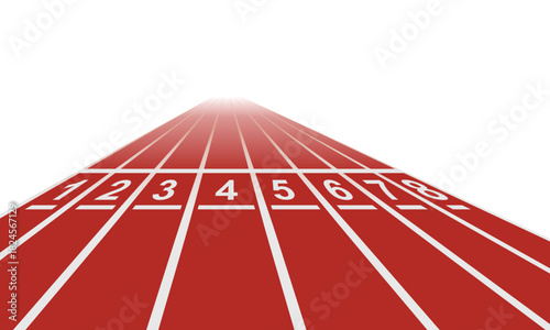 running track closeup row number, vector illustration isolated on white background.
