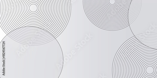 Minimalist gray background with subtle circular patterns. The gray background features smooth textures and repeating gray concentric circles. Circle pattern background vector. Light background.