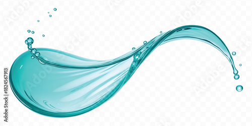 dynamic smooth liquid fresh water splash in different color and curve style isolated on white background 